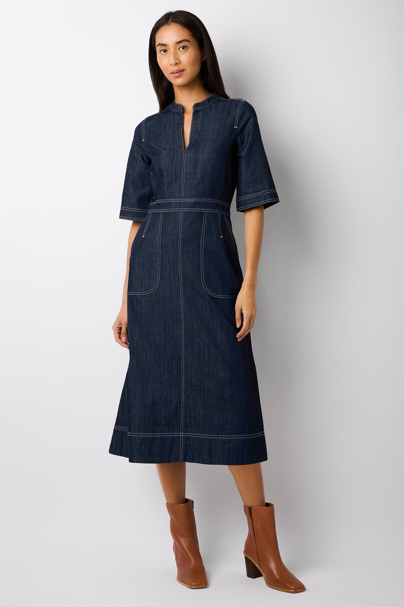 Remi Raw Denim Dress - Rinse Wash