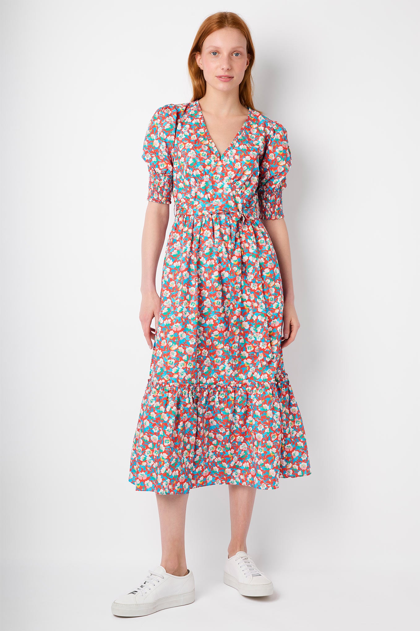 Rosie Retro Pansy Dress - Red/Multi — WYSE London