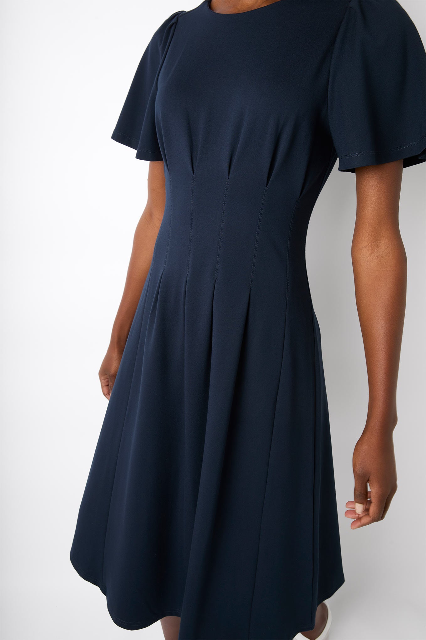 Sadeillan Stitch Detail Ponte Dress - Navy