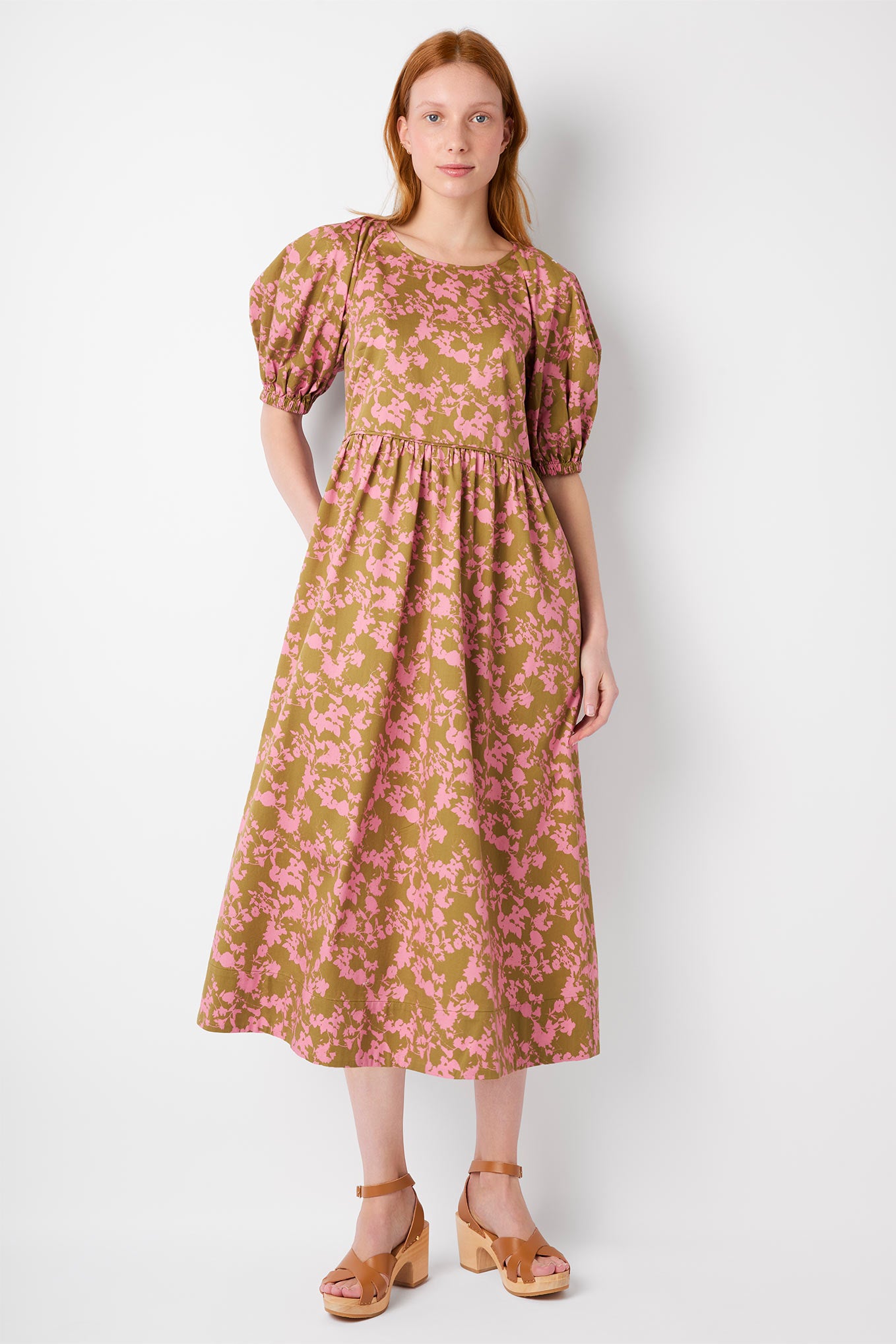 Toulon Textured Floral Dress - Green/Pink