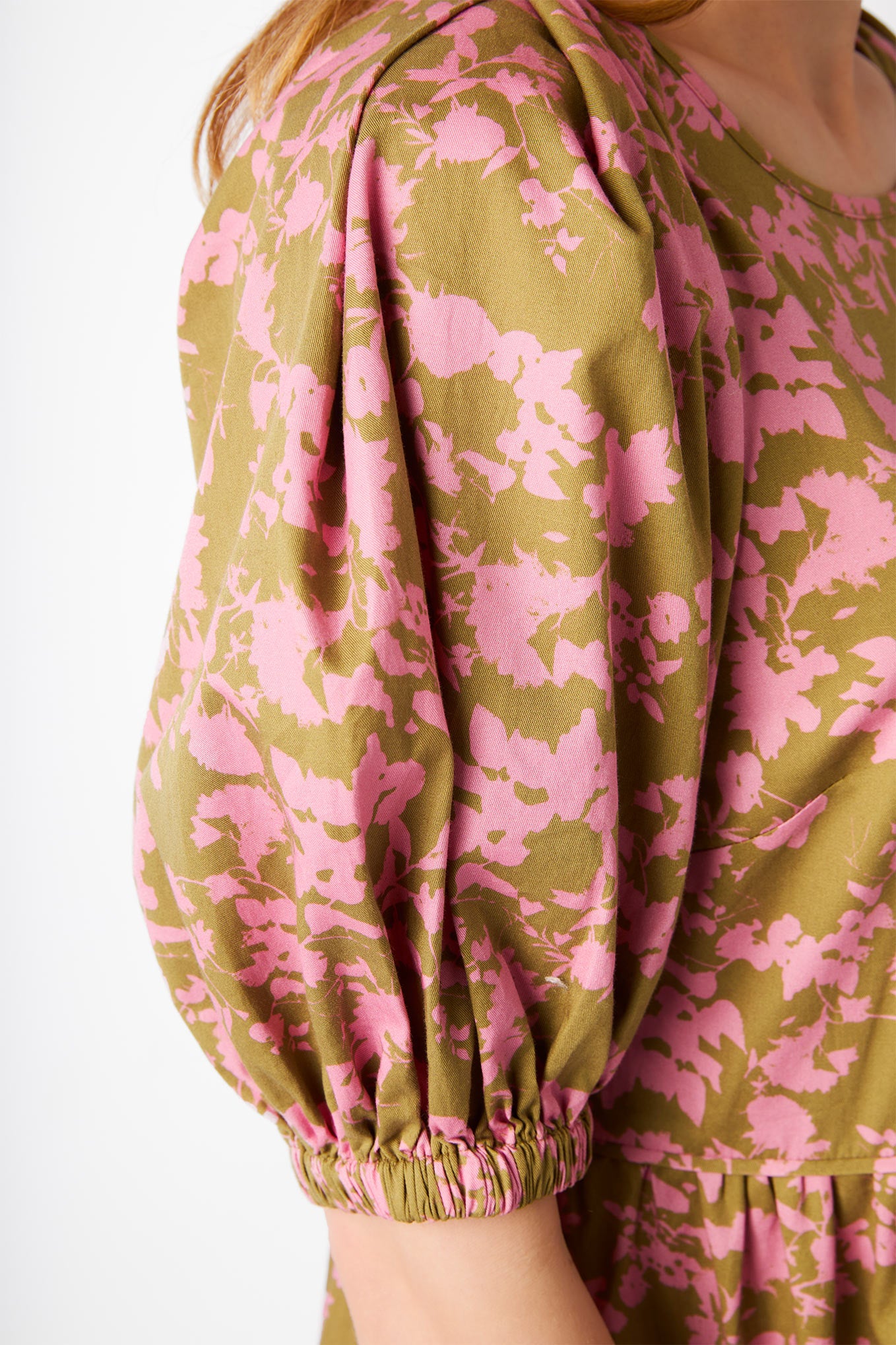 Toulon Textured Floral Dress - Green/Pink