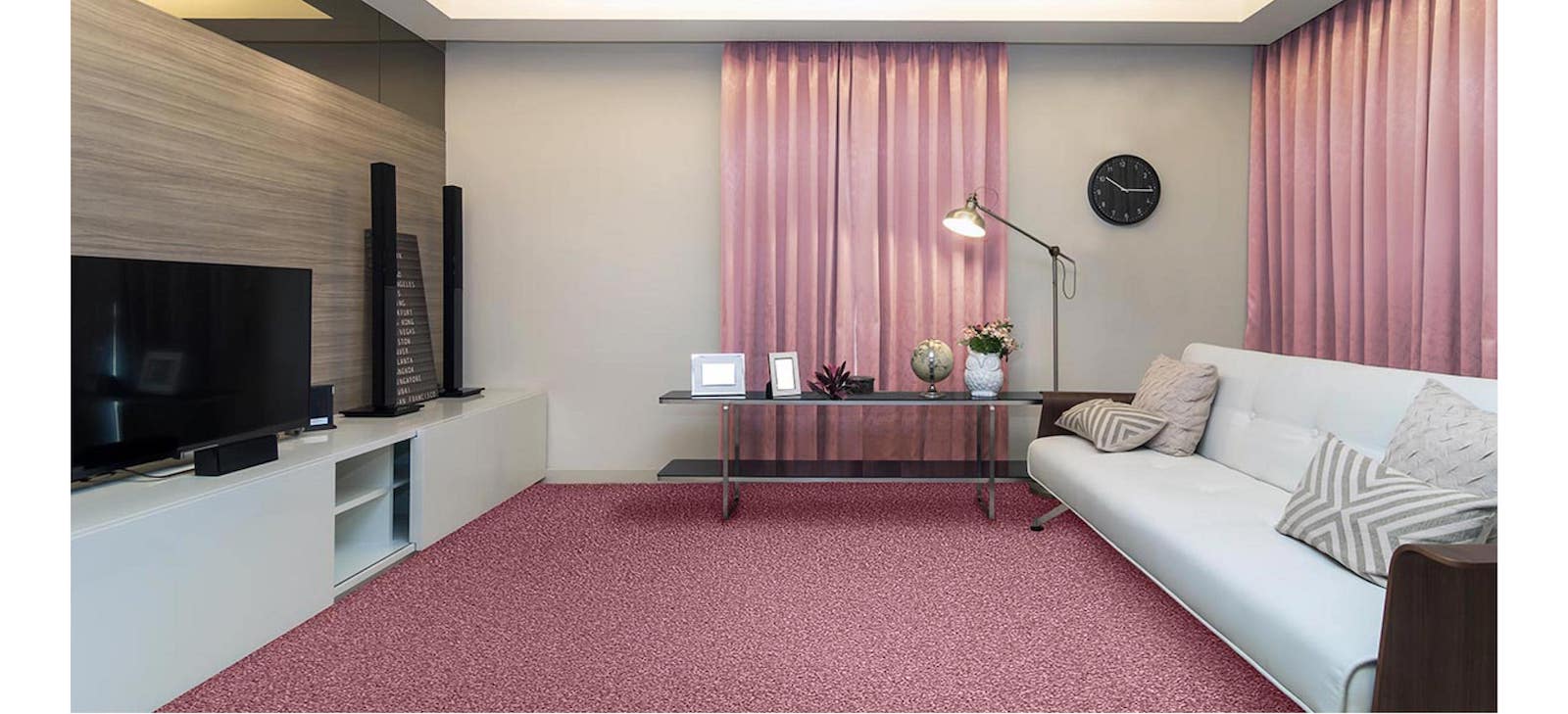 living room pink carpet