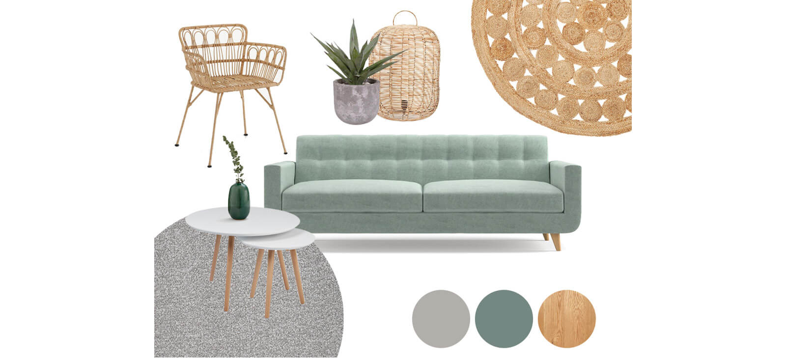 Grey and natural mood board