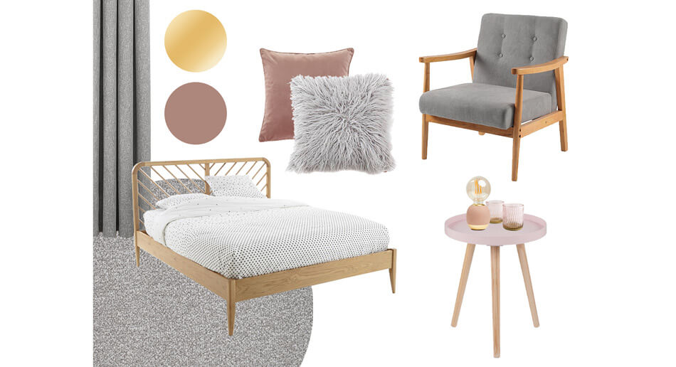 Grey and pink mood board