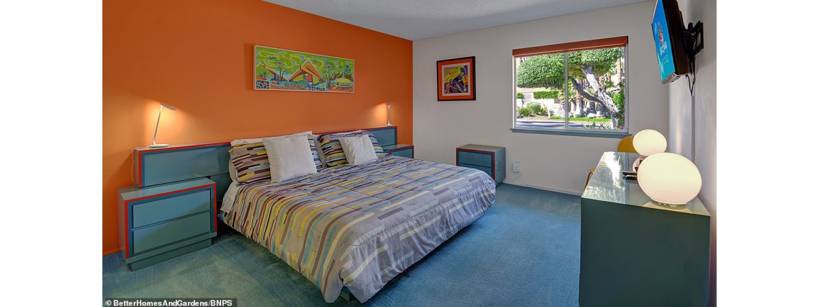 orange and blue bedroom roomset
