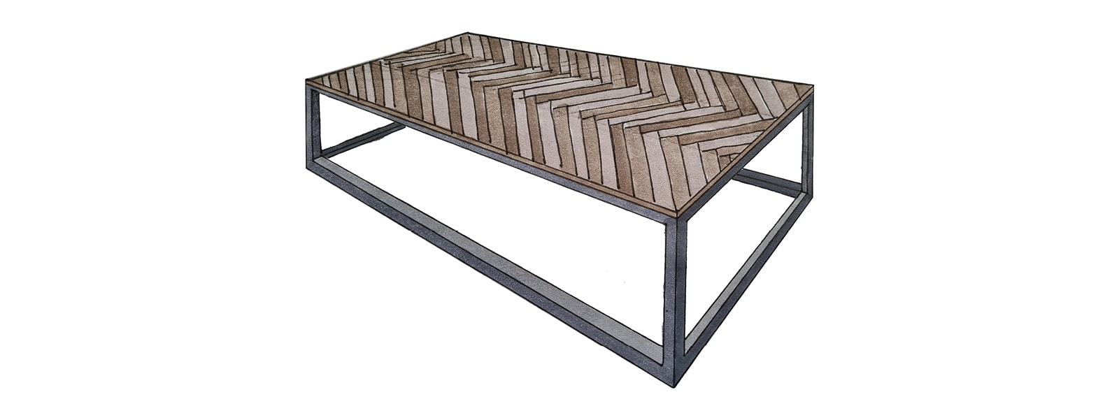 coffee table with herringbone top