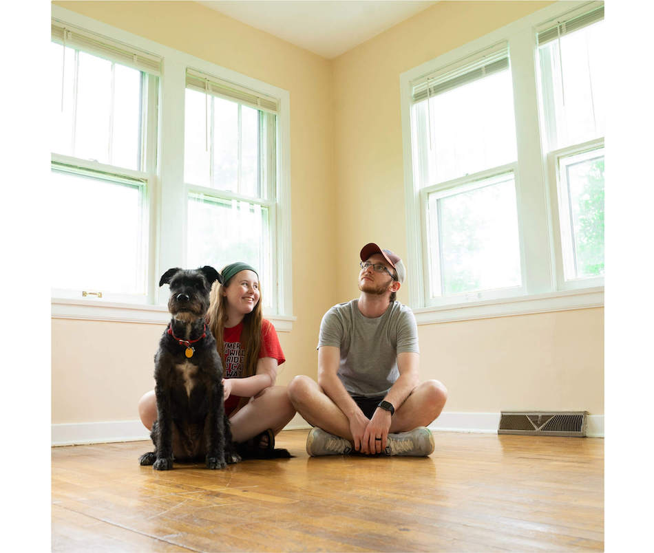 Family in empty room