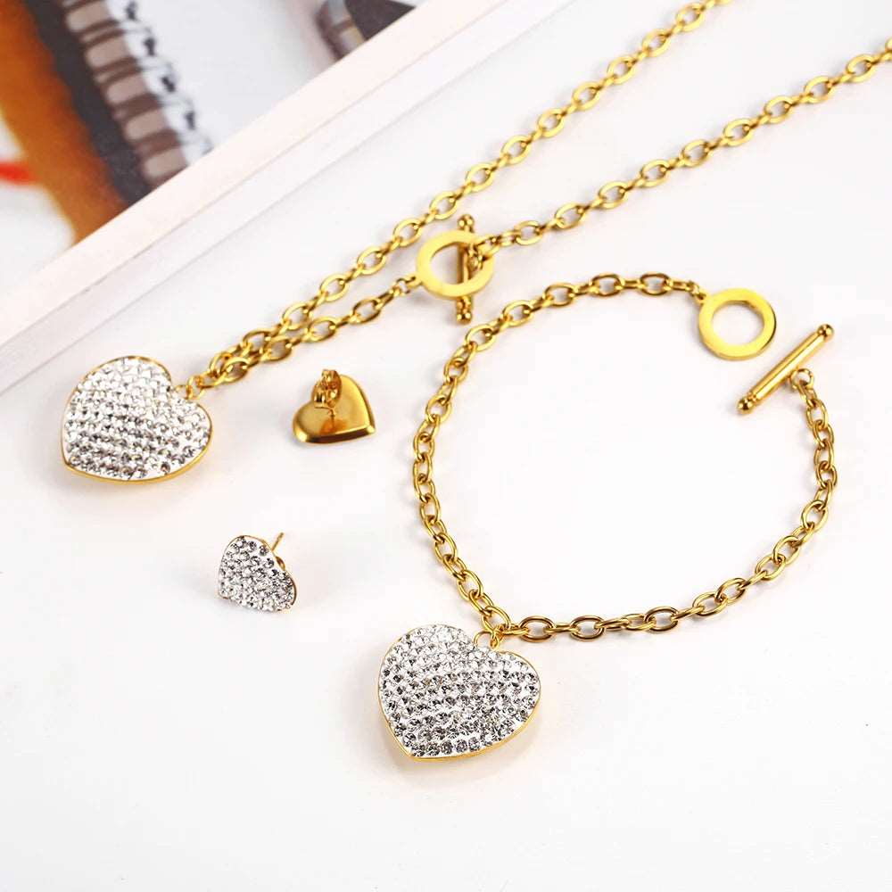 OUFEI Stainless steel Jewelry Woman Set Heart Necklace Earrings Jewelry Set Bohemian Fashion Jewelry Accessories Gifts For Women