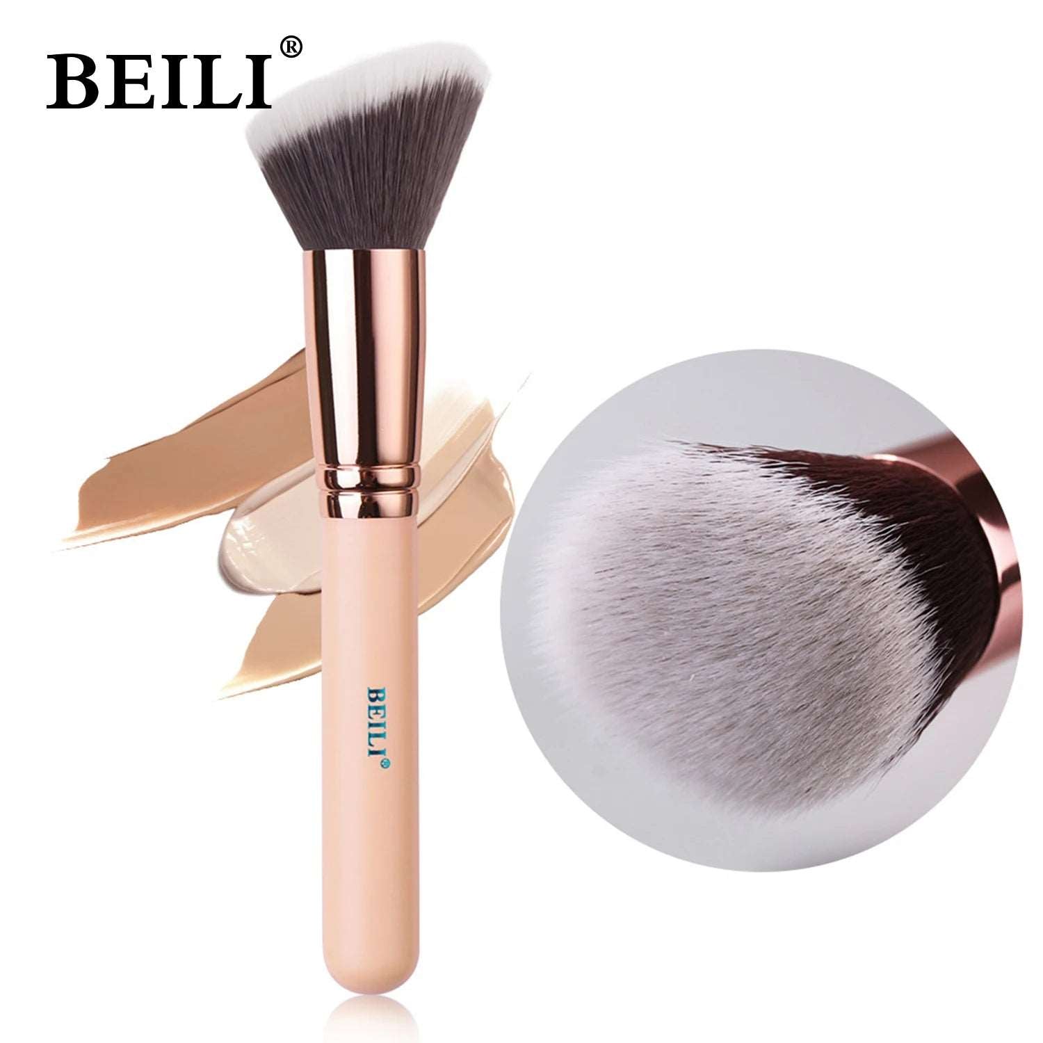 BEILI Foundation Makeup Brushes Powder Blush Contour Concealer Synthetic Hair Professional Single Black/Pink Face Makeup Brush