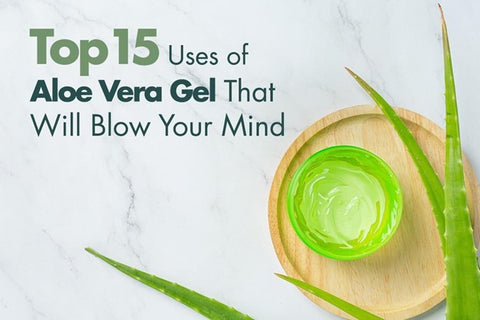 Aloe vera gel in a glass bowl with aloe vera plant - ‘Top 15 uses of aloe vera gel that will blow your mind’