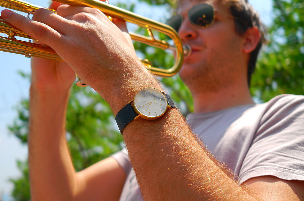 Marc Brochard Musician - MYKU White Marble Gold Watch