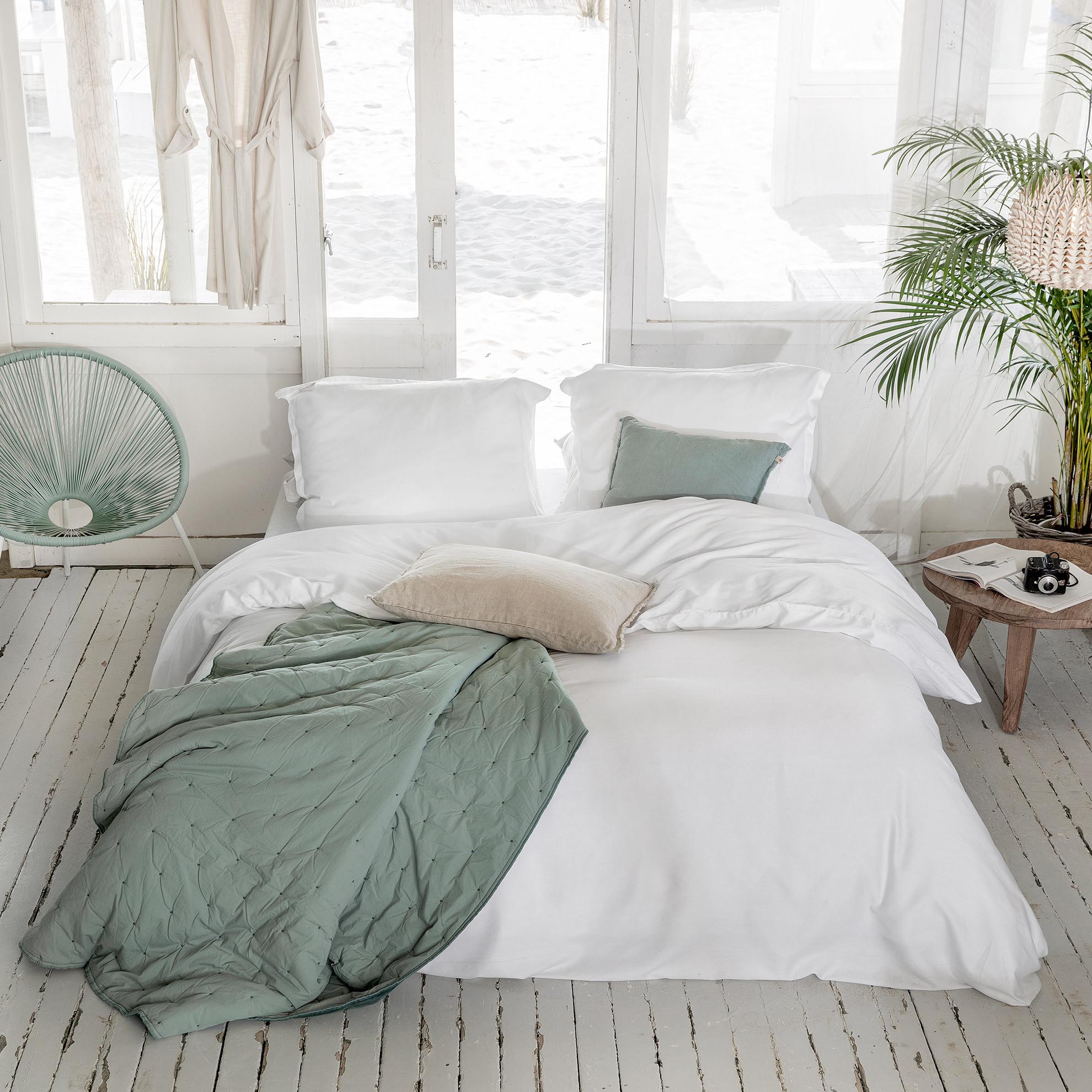 Walra Dekbedovertrek Vintage Satin Wit - 260x220 cm - Lits-jumeaux XL - Dubbele doorlopende instopstrook - 100% Satijn katoen