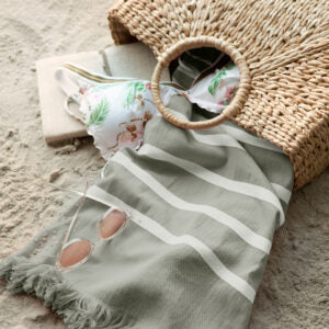 handdoek, walra, strand, sunny stripes jade