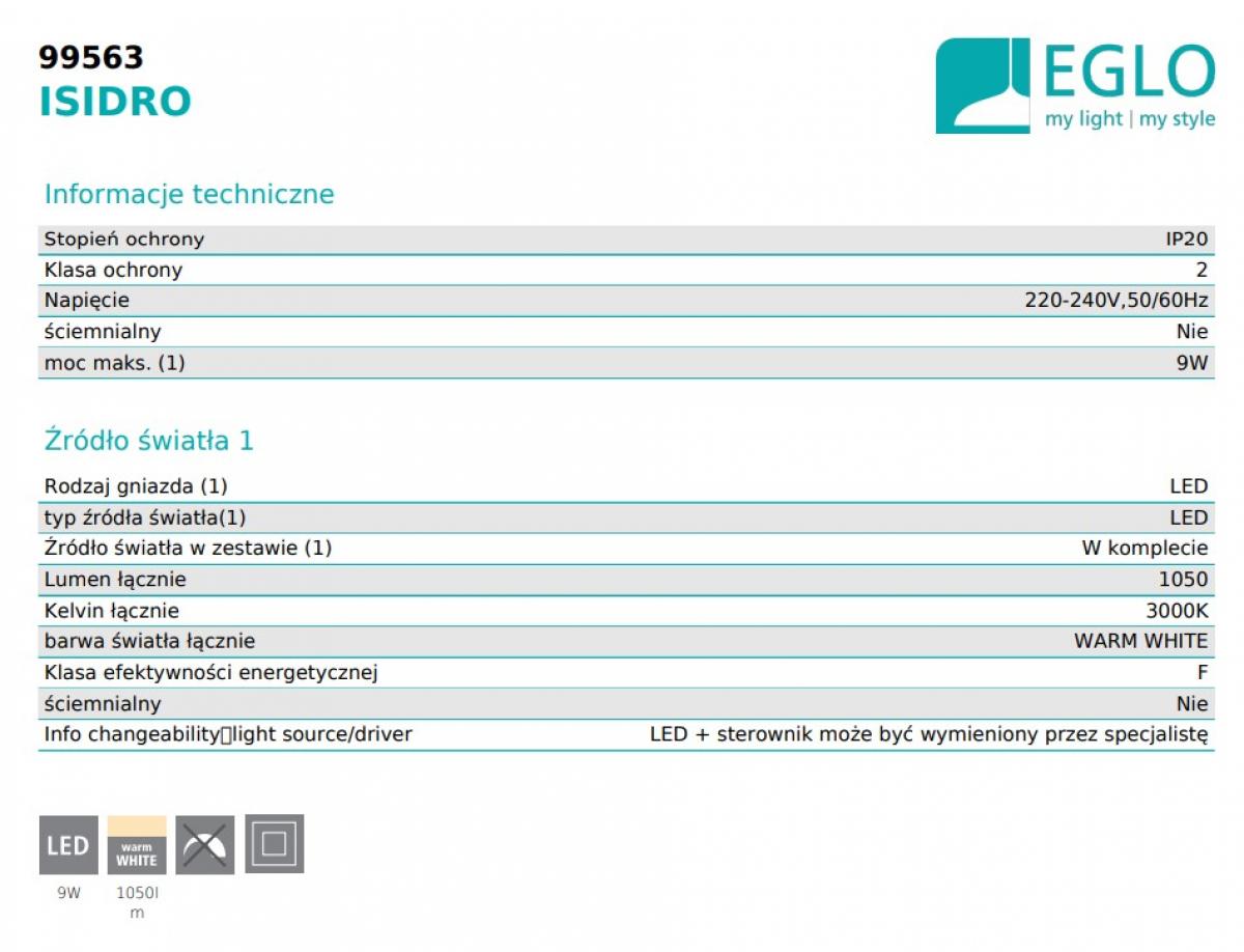 Настінний світильник ISIDRO Eglo 99563