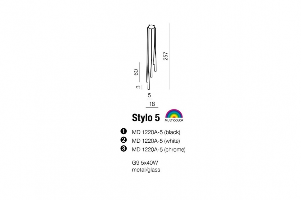 Люстра AZzardo STYLO 5 AZ0134 (MD1220A-5-CH)