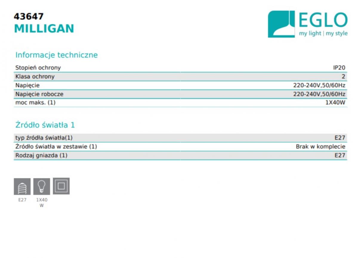 Люстра MILLIGAN Eglo 43647