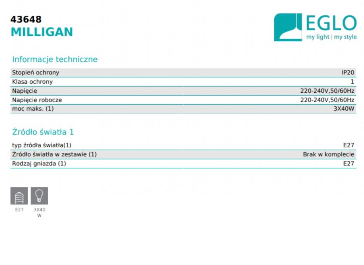 Люстра MILLIGAN Eglo 43648