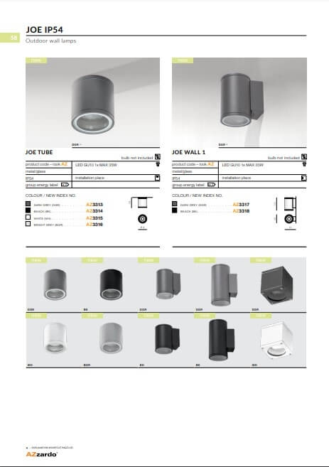 Вуличний світильник AZzardo JOE WALL 1 IP54 AZ3317