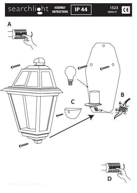 Вуличний настінний світильник Searchlight NEW ORLEANS 1523