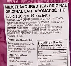 ingredients label for conventional instant milk tea
