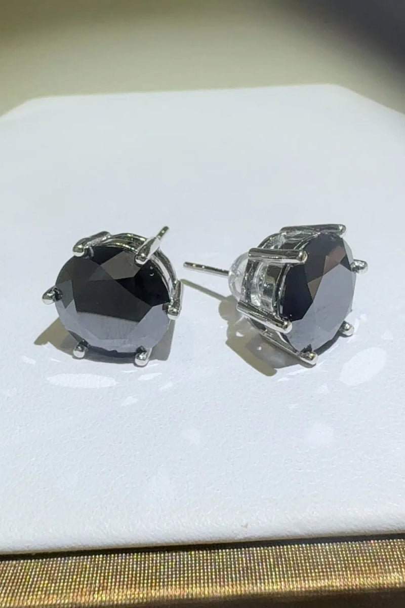 Boucles d'oreilles moissanite taille ovale 4 carats - Noir Taille unique