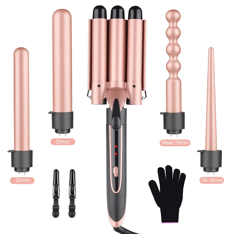 Professional 5 in 1 Ceramic Pear Blossom Cone Hair Curler