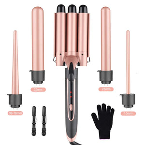 Professional Ceramic Hair Curler 5 in 1 Pear Flower Cone Curling Wand - OZAXU - Hair Wand Curler