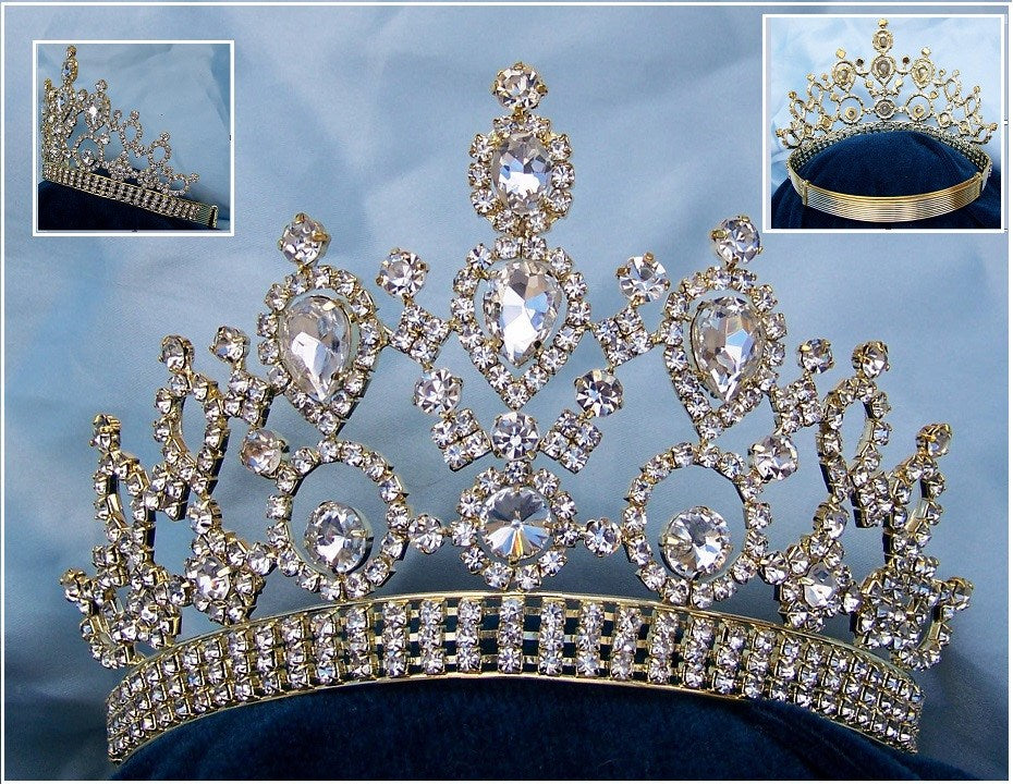 Beauty Pageant Gold Rhinestone Queen Princess Bridal Rhinestone Crown Crowndesigners 3659