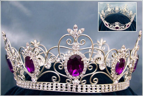 Tian Sweet Tian Sweet 34011-PP 7 oz Silver Crown with Big Rhinestones -  Purple 34011-PP