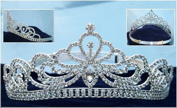 Miss Beauty Queen Pageant Rhinestone Silver Crown Tiara Crowndesigners 7203