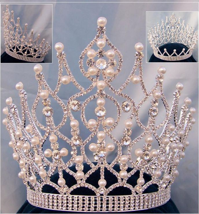 Beauty Pageant Rhinestone Full Pearls Crown Crowndesigners