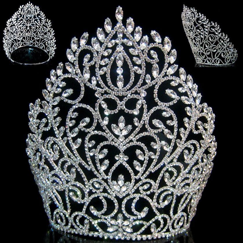 Rhinestone Miss Beauty Queen Pageant Crown Silver Tiara Crowndesigners 7887
