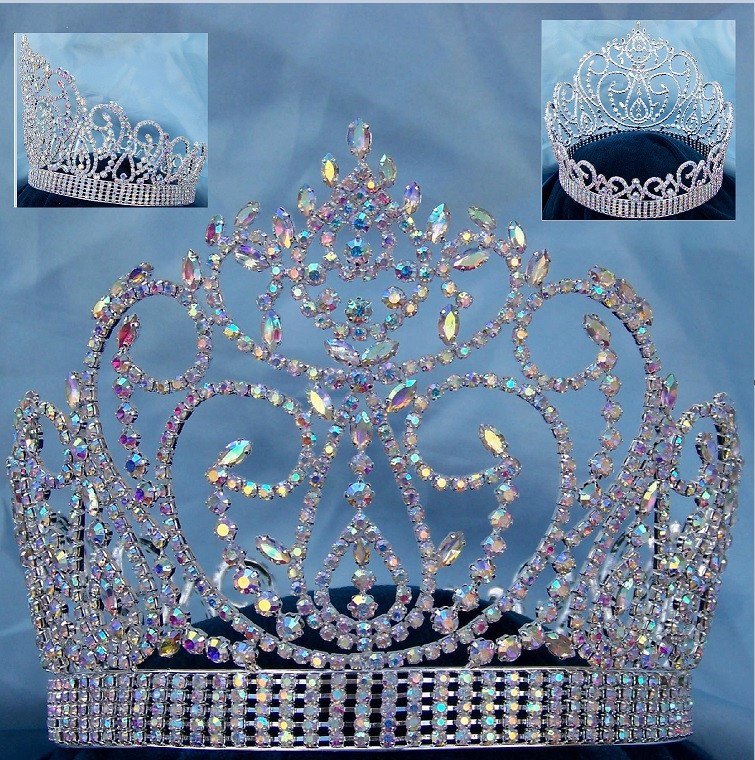 Aurora Borealis Miss American Beauty Pageant Queen Rhinestone Crown Si 1332