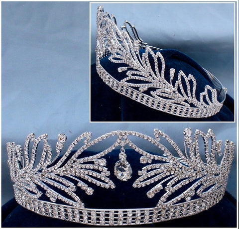 Beauty Pageant Rhinestone Queen Adjustable Gold Clear Crystal Crown Tiara