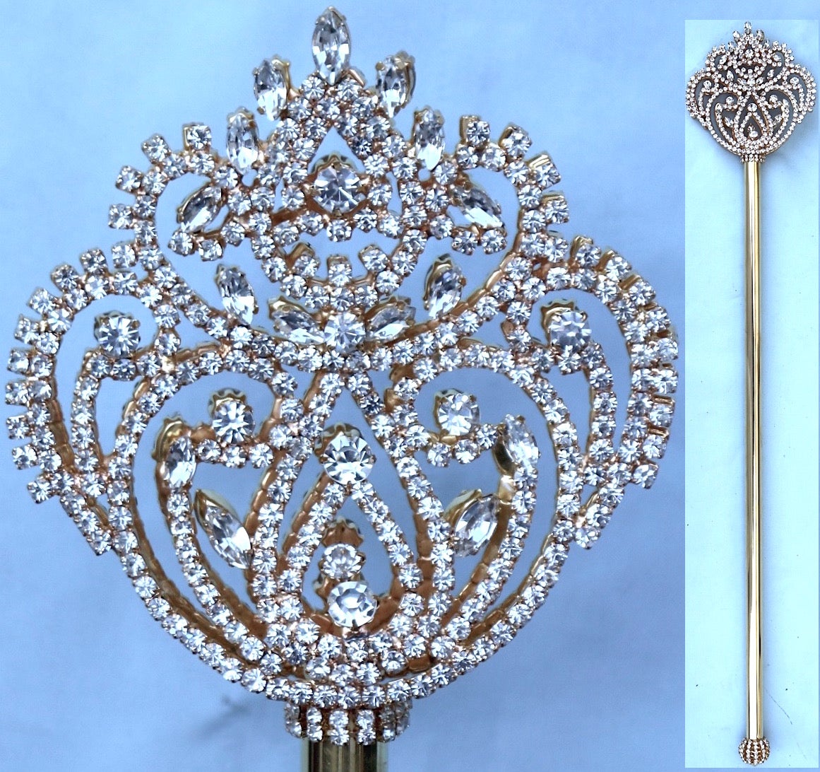 Imperial Rhinestone Gold Scepter CrownDesigners