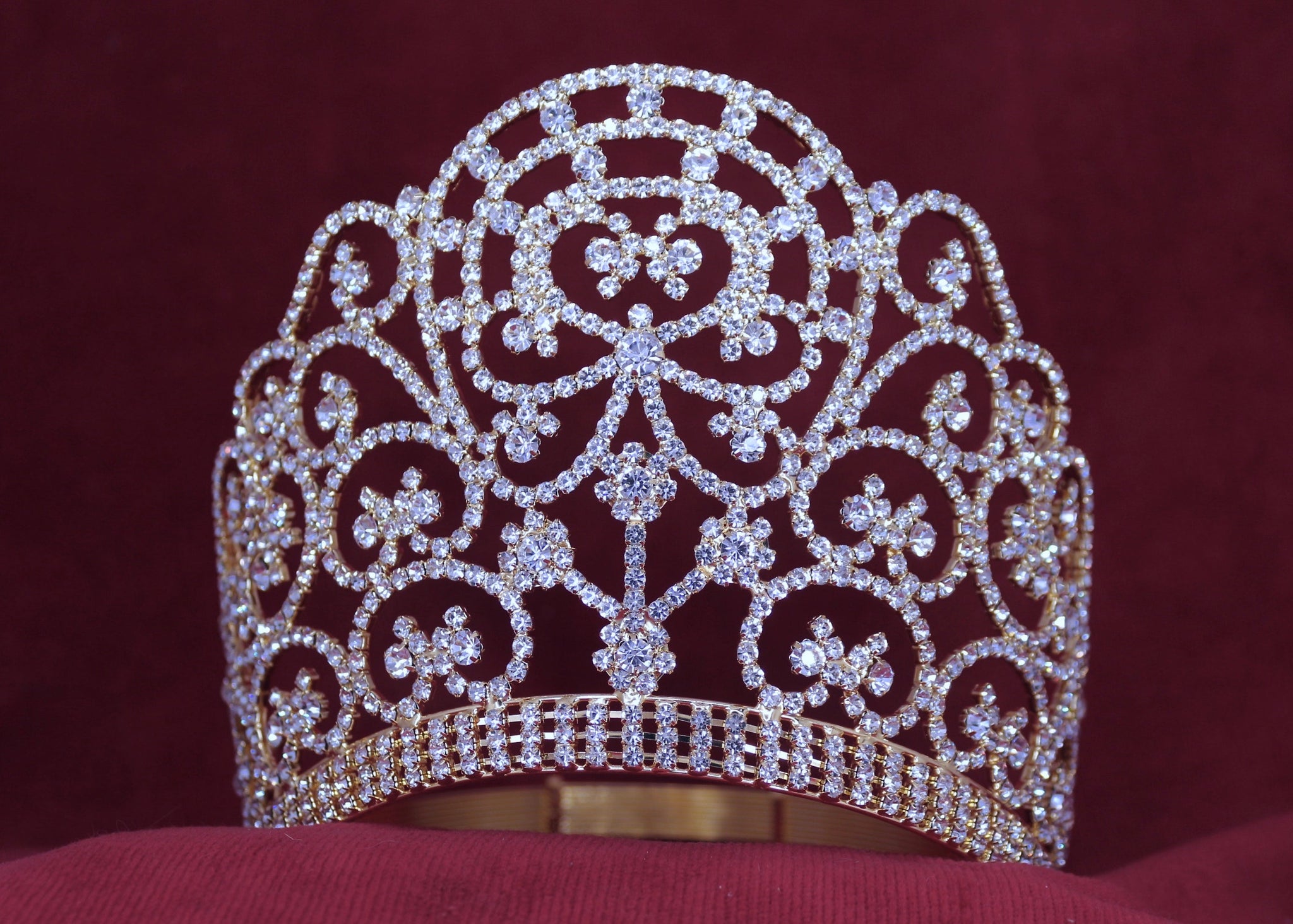 Products Adjustable Contoured Beauty Queen Rhinestone Gold Crown