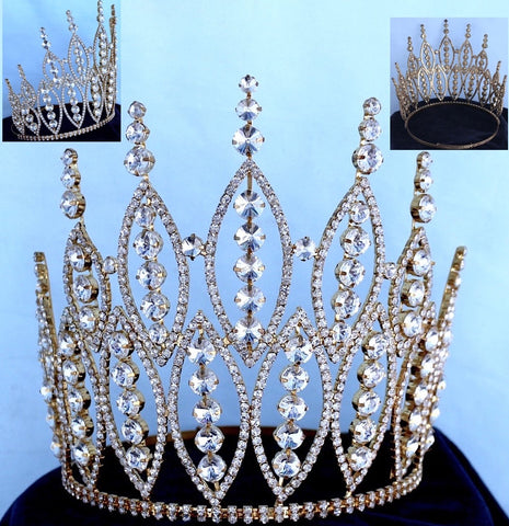 Queen of The 7 Seas Rhinestone Adjustable Gold Crown Tiara