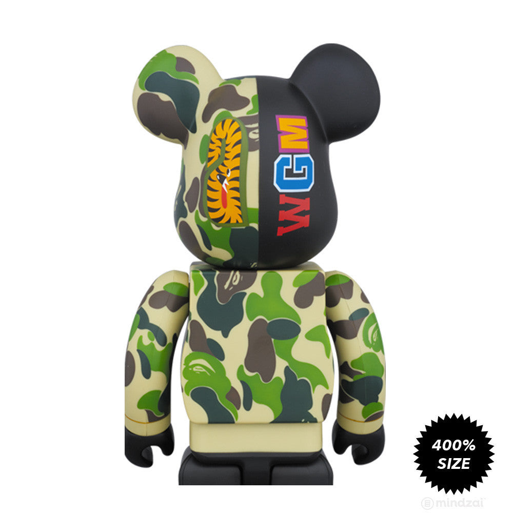 Black Bape Camo Shark Bearbrick 400% by Medicom Toy x Bape - Mindzai