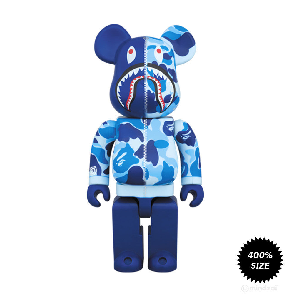 Blue Bape Camo Shark Bearbrick 400% by Medicom Toy x Bape - Mindzai