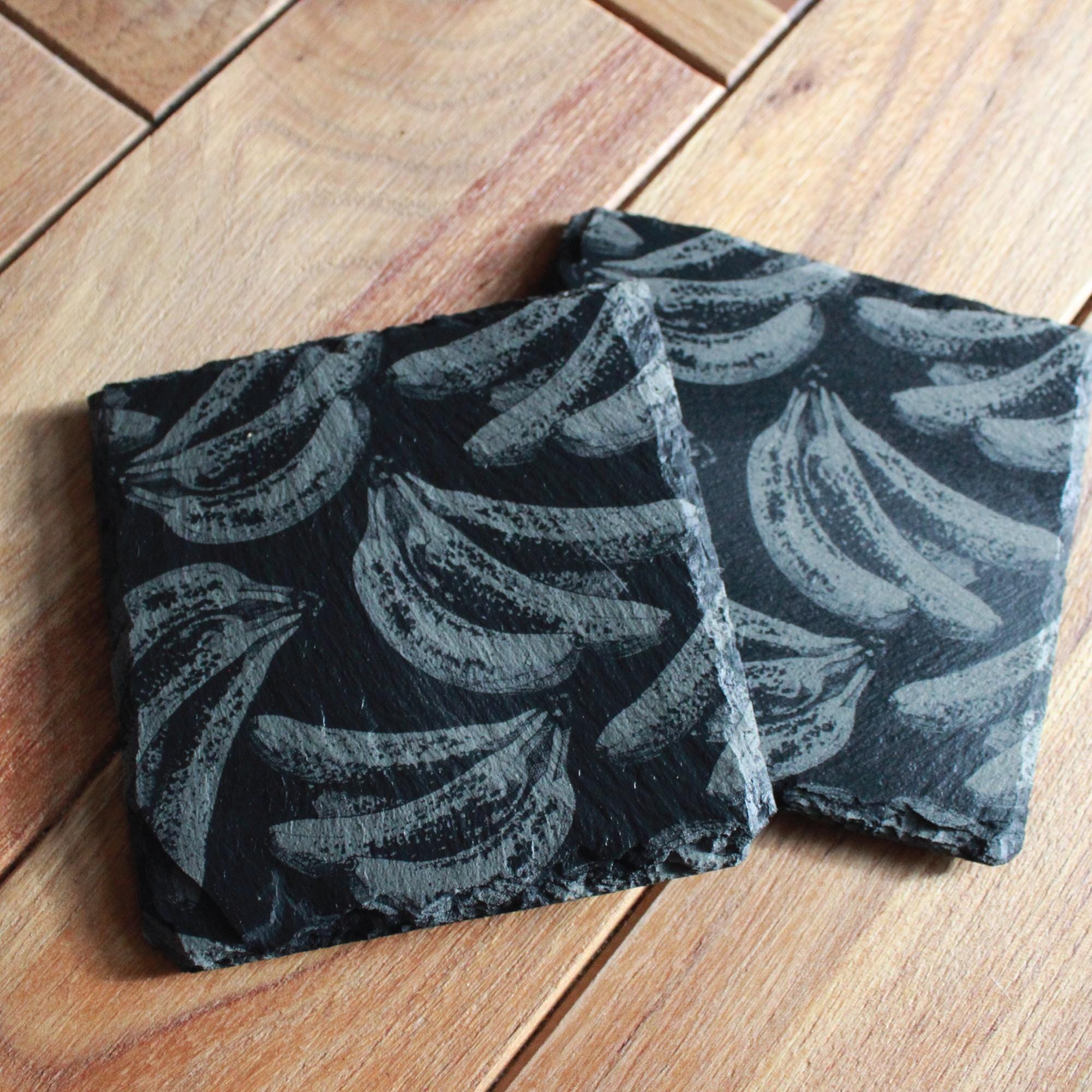 Banana slate drink coasters (set of 2)