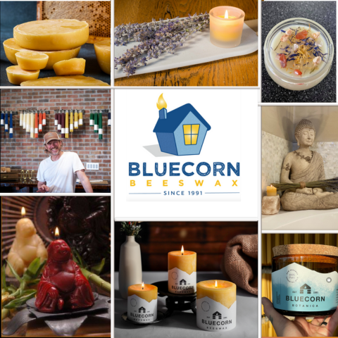 Bluecorn pure beeswax candles made in Montrose, Colorado