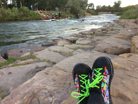 SOM Custom Shoes flower print at the river