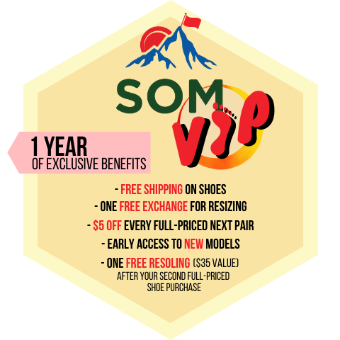 SOM VIP includes free shipping and the ability to exchange to resize your shoes for free.