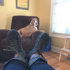 Does she see me behind those shoes?