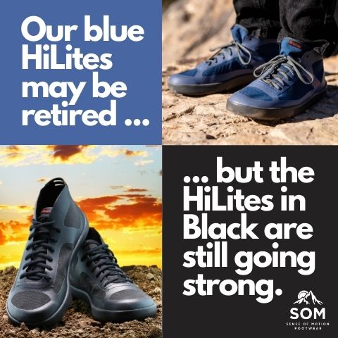 The original mid top HiLites are retired, but the HiLites in Black are the same design, and are ready to take your feet on new adventures.