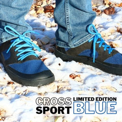 The Cross Sport in Blue is a limited edition color that adds a vibrant energy to an already durable, flexible, zero drop shoe.