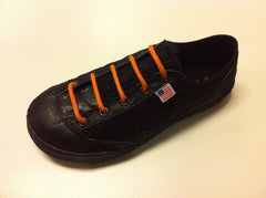 Halloween laces on my black sneakers.