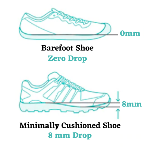 Barefoot shoes simulate what it would be like to walk barefoot in your shoes, with flat soles and a wide toe-box.