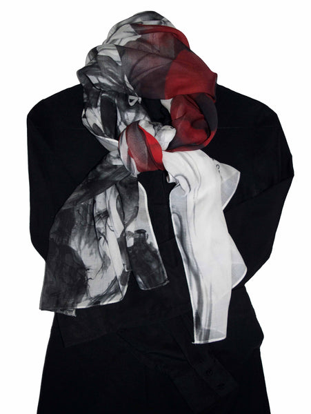 kate stoltz high quality cashmere modal scarf with red rose 