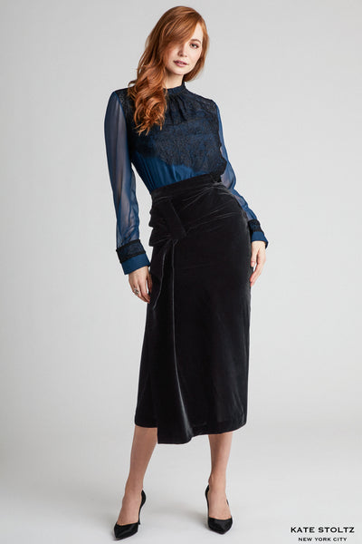 Draped Black Velvet Skirt – Kate Stoltz